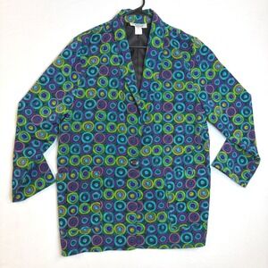 Kensington Square Vintage Blazer Large Psychedelic Peacock Eclectic Retro Artsy